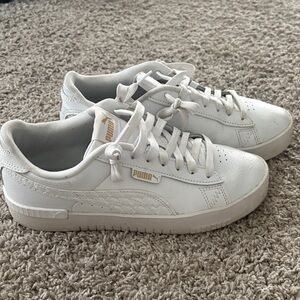 Puma Women's White and Gold Sneakers